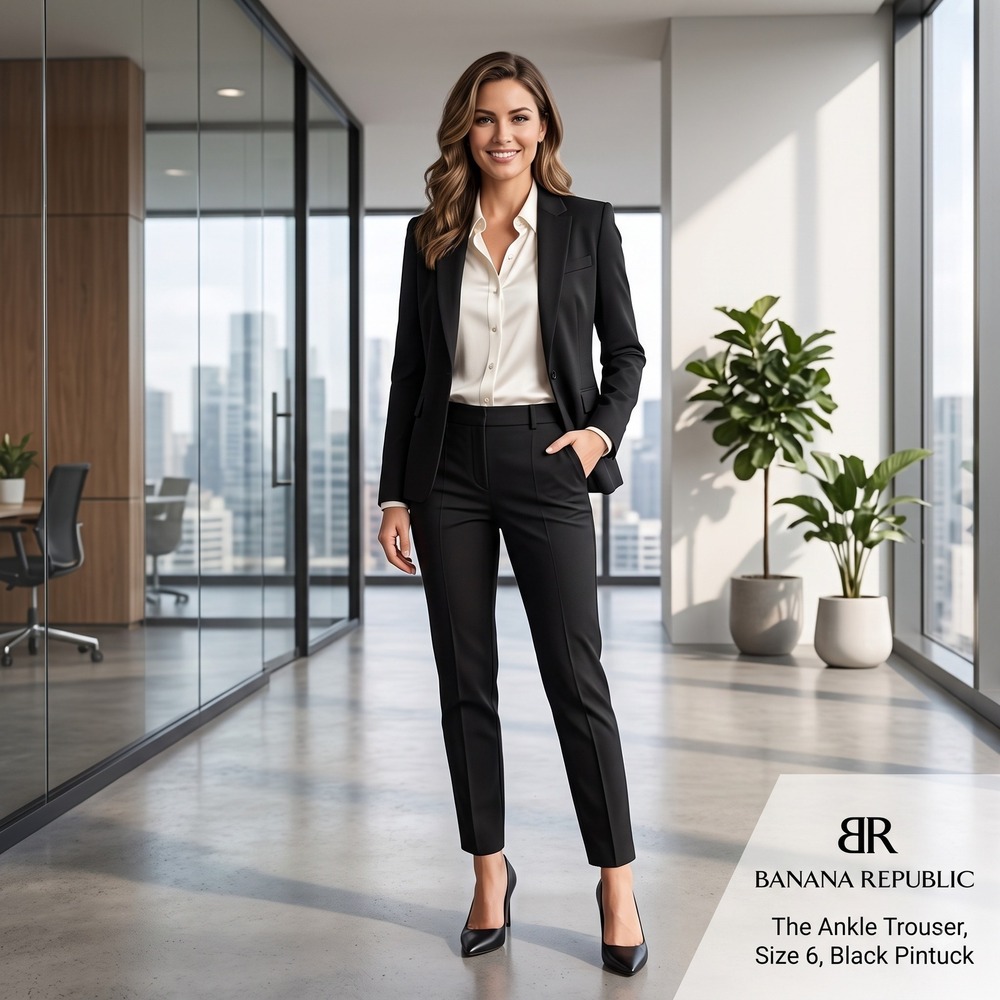The Ankle Trouser Womens Size 6 Black Pintuck Slim Leg Office Dress Pants